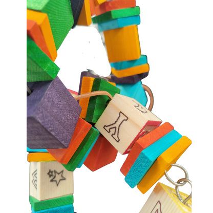 close up of the block 8 bird toy