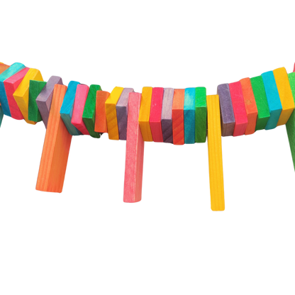 close up of the block across bird toy