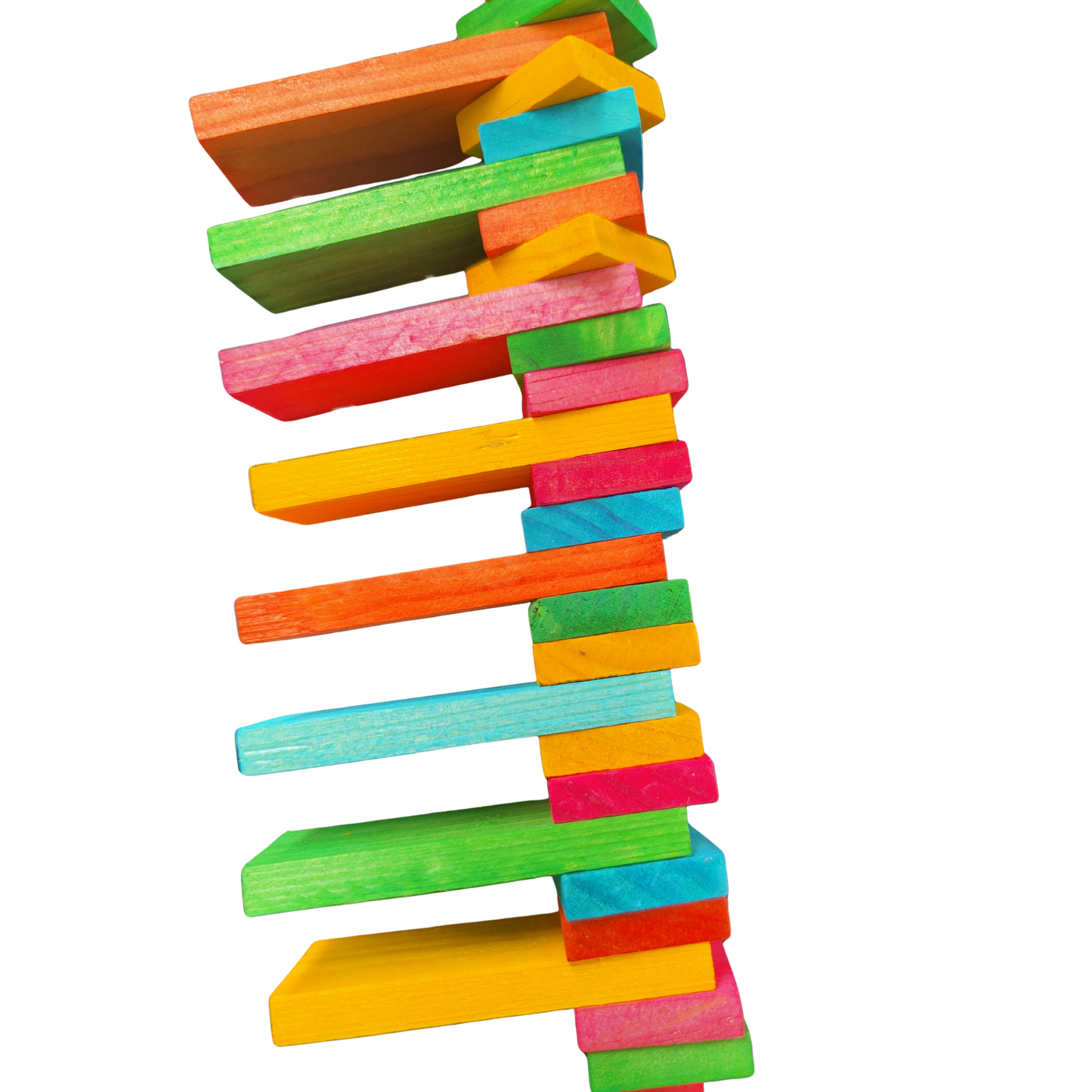 close up of the block up bird toy