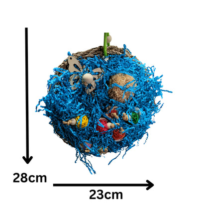 Blue Round Mat Lou Lou Bells Bird Toys