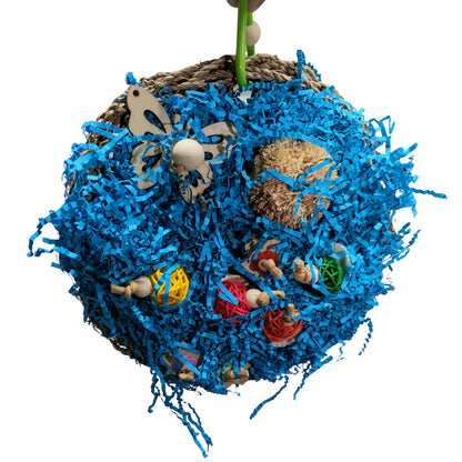 Blue Round Mat Lou Lou Bells Bird Toys