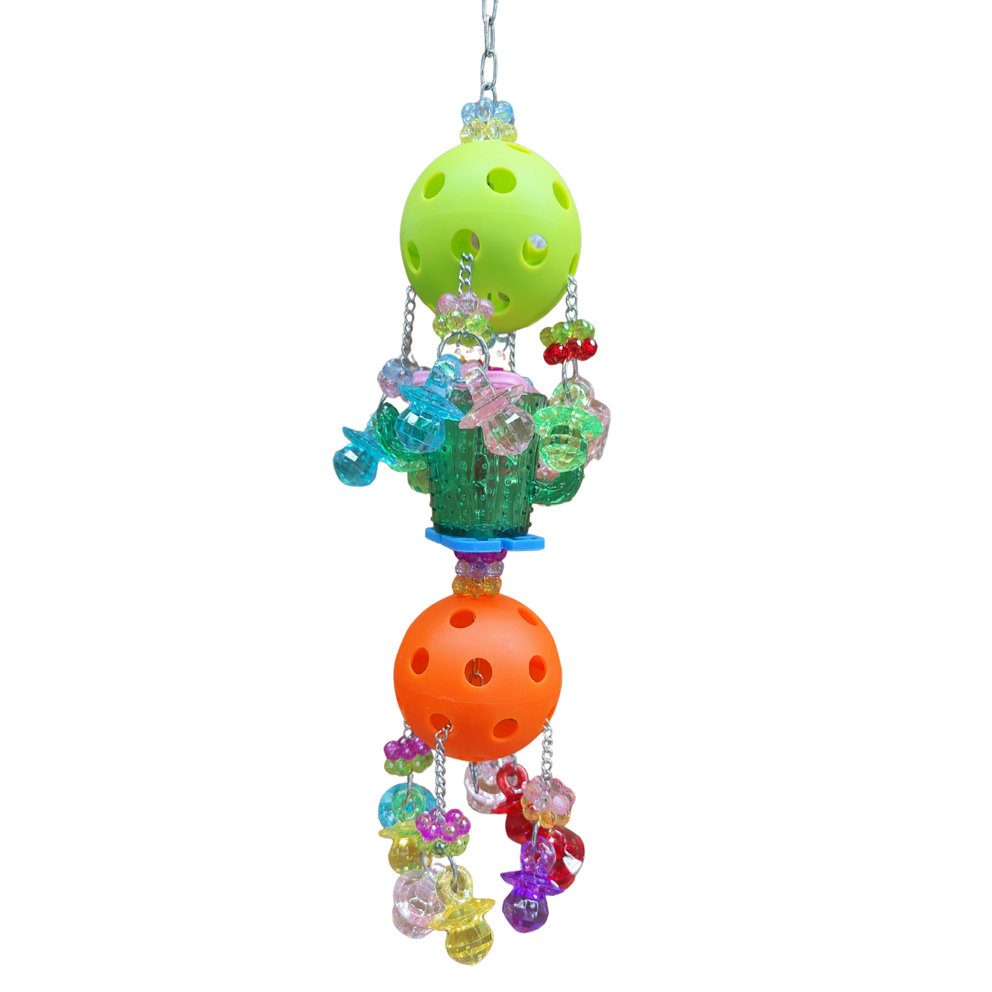 cactus cup and two balls bird toy with large bling diamond dummies