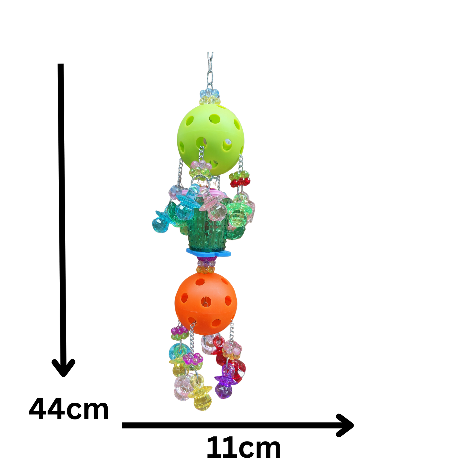 measurements of the cactus and two balls bird toy