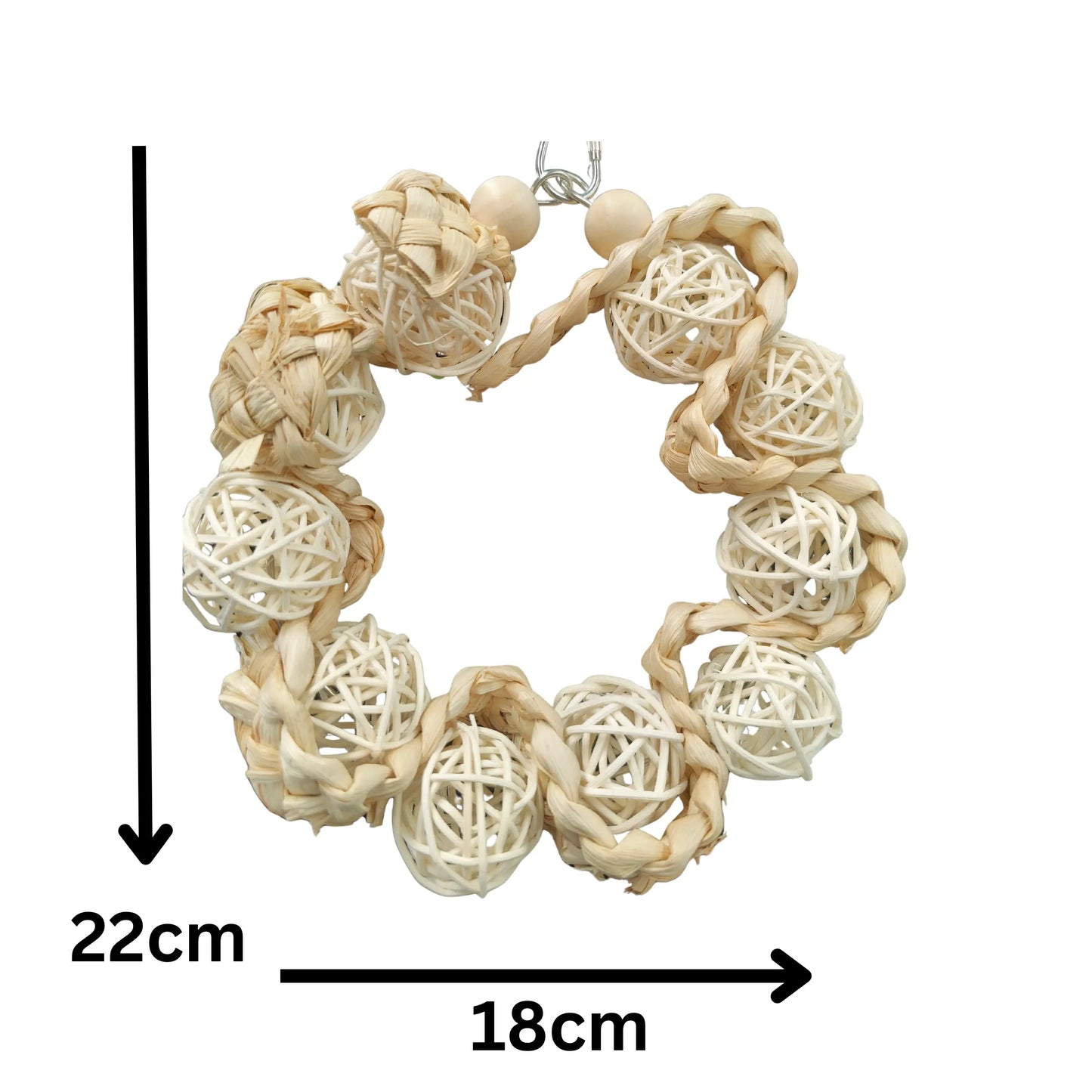 measurements of the cane ball weave bird toy