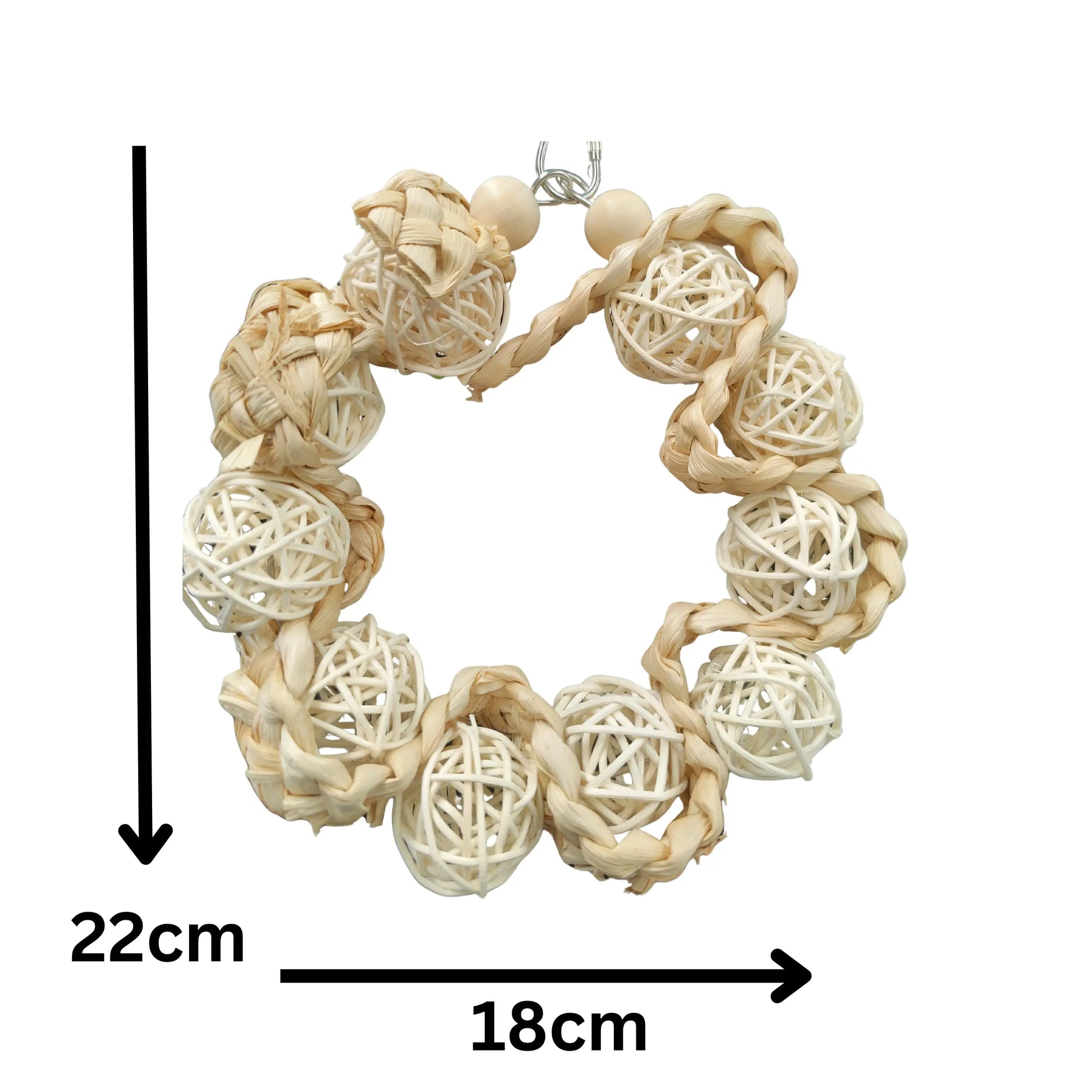measurements of the cane ball weave bird toy