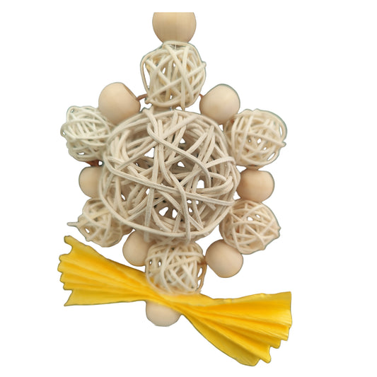Decorative hanging bird toy with rattan balls and wooden beads 