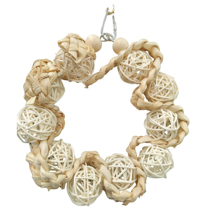 natural Decorative wreath made of woven rattan balls bird toy