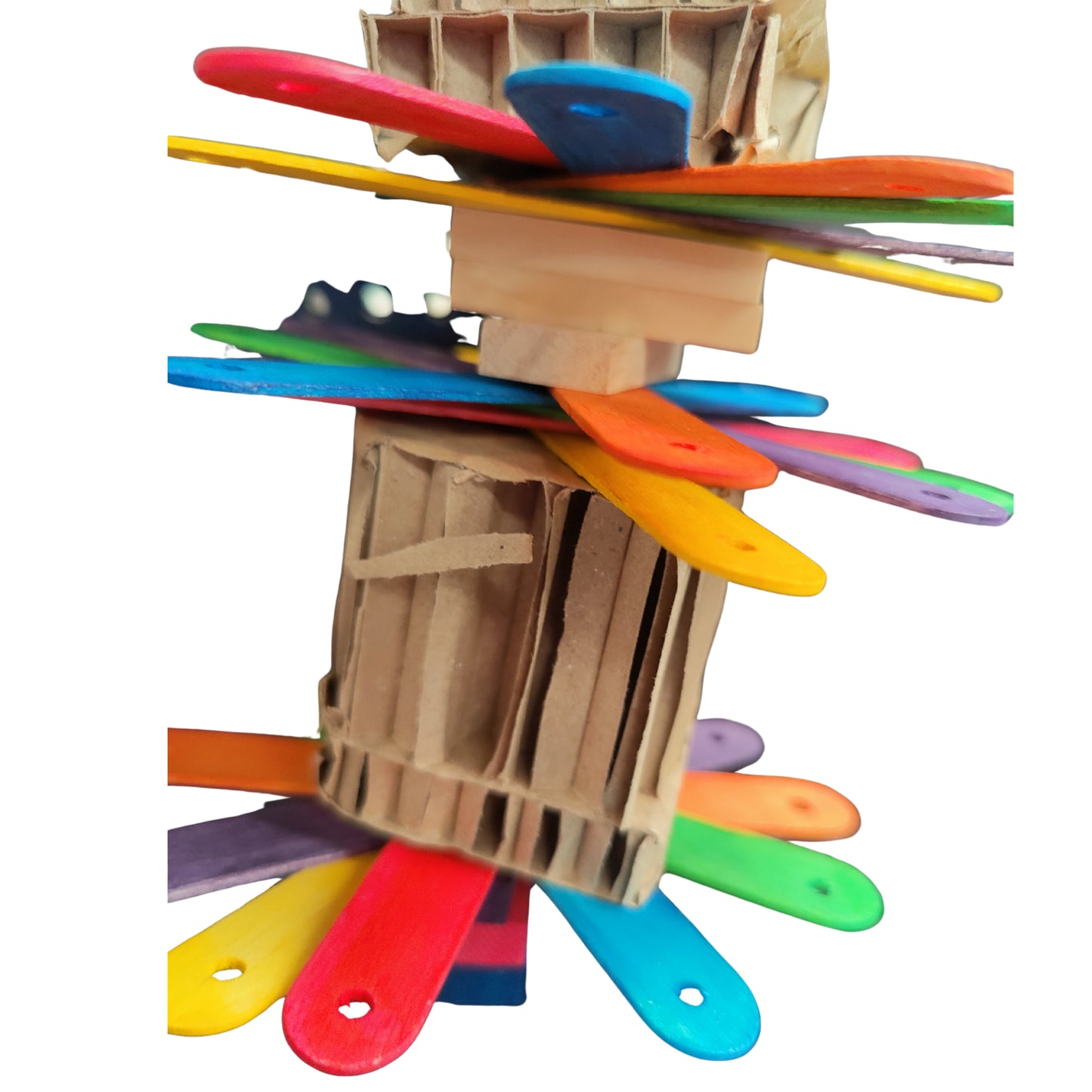 close up of the cardboard copter bird toy