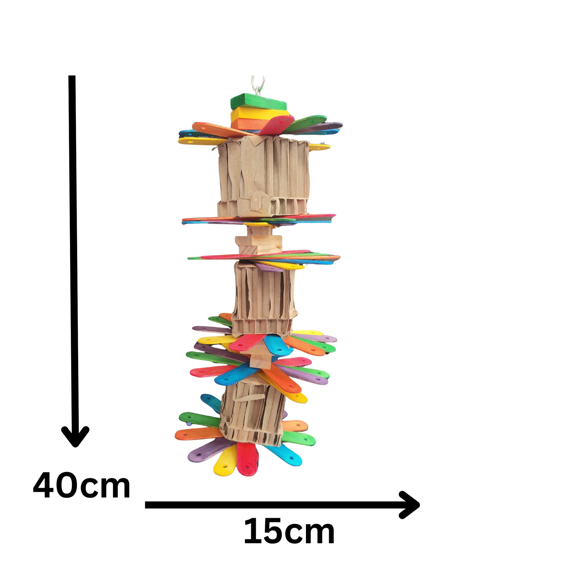measurements of the cardboard copter bird toy