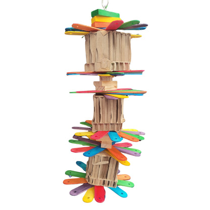 cardboard and coloured pop sticks bird toy