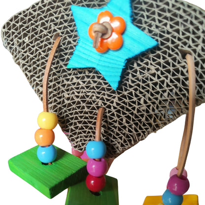 close up of the cardboard slice bird toy