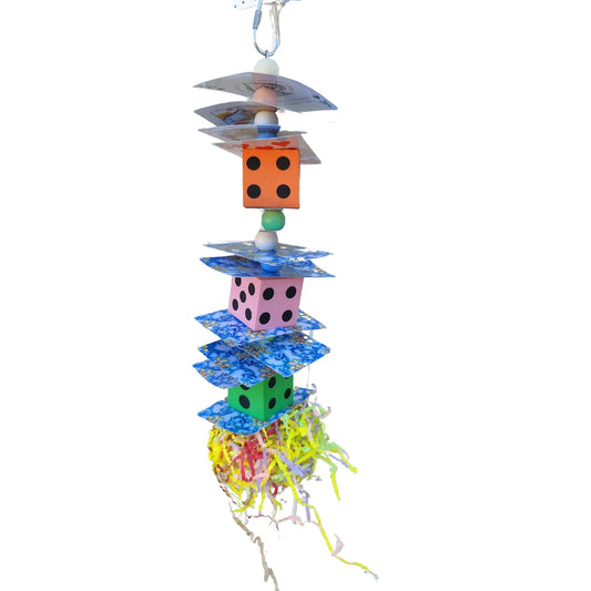 cards and dice chew bird toy