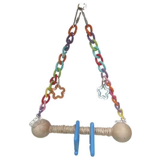 Plastic chains with wood perch swing bird toy
