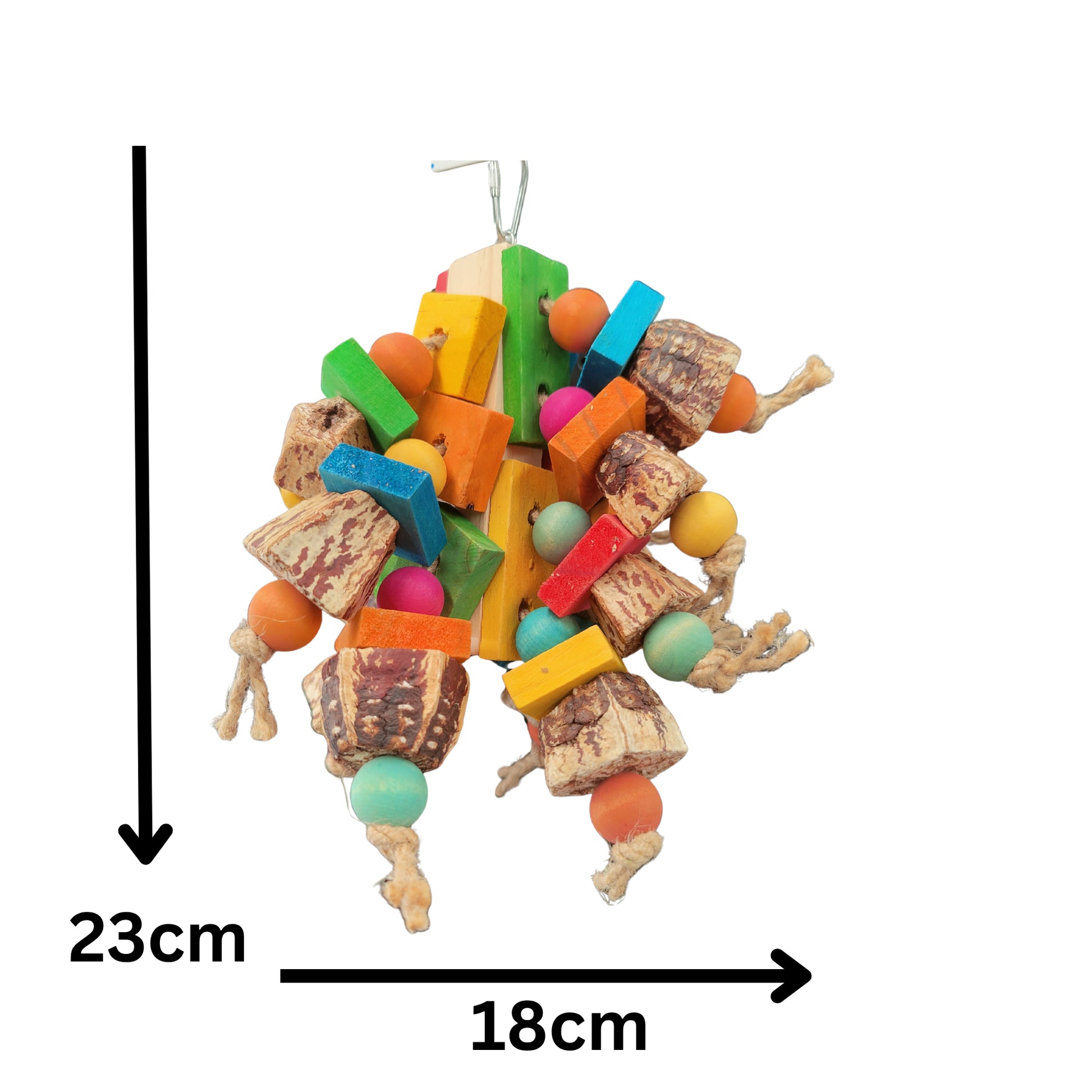 measurements of the chunky mahogonony block bird toy