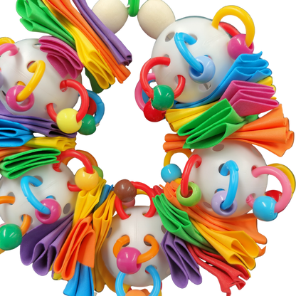 close up of the circus ring bird toy