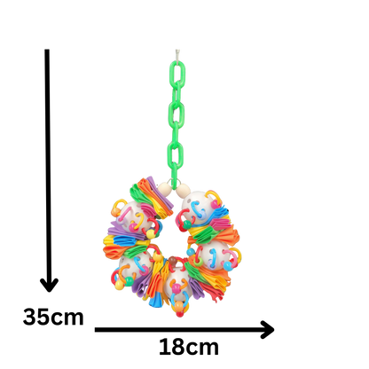 measurements of the multicolored circus ring bird toy