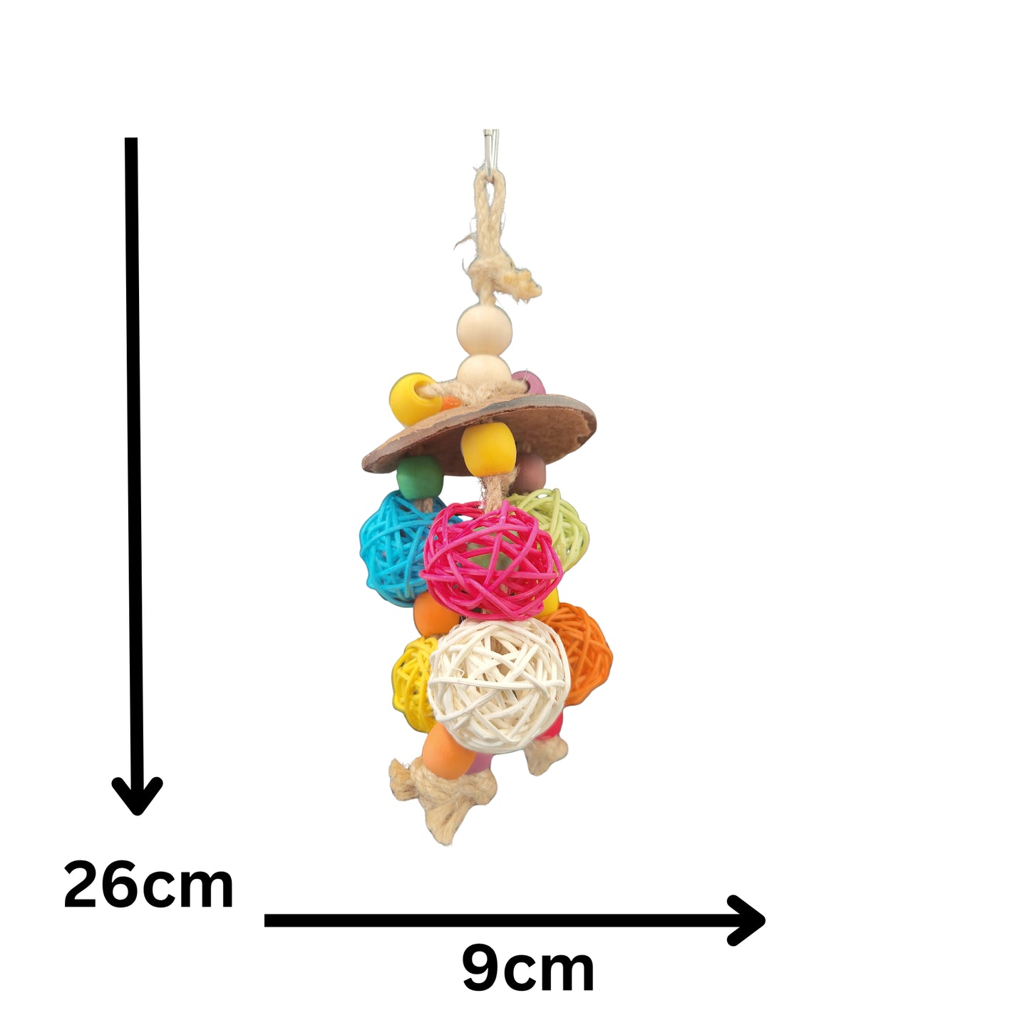 measurements of the coconut cap bird toy