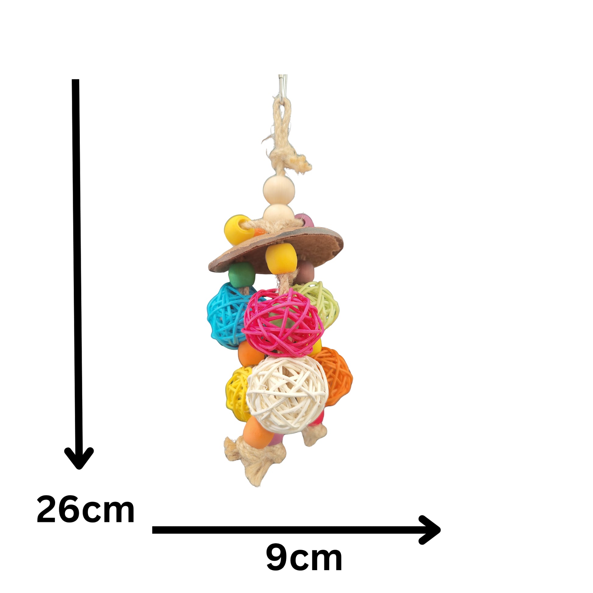 measurements of the coconut cap bird toy