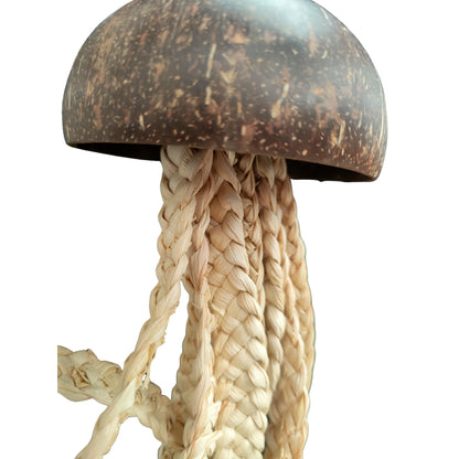 close up of the coconut jellyfish bird toy