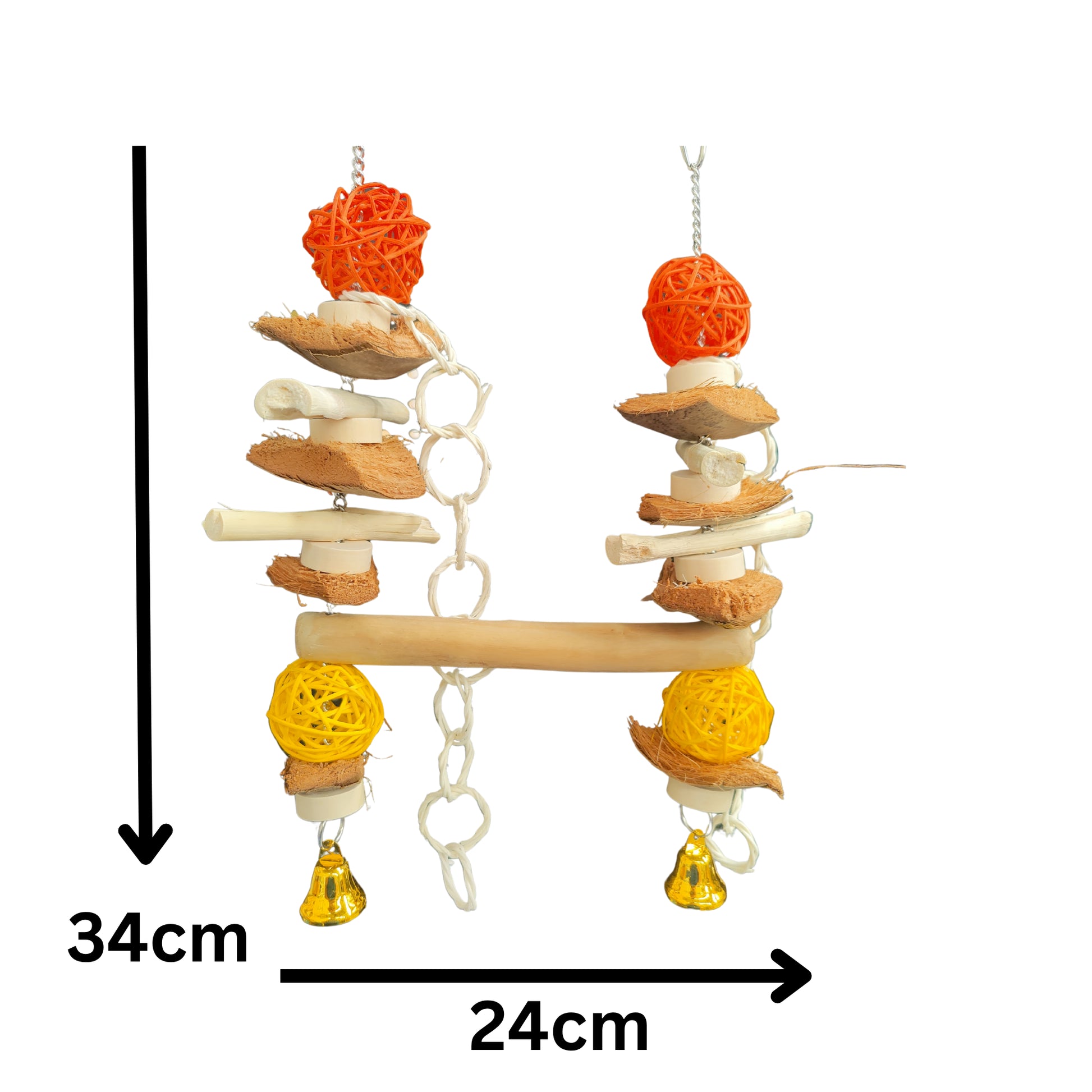 measurements of the coconut pieces swing bird toy
