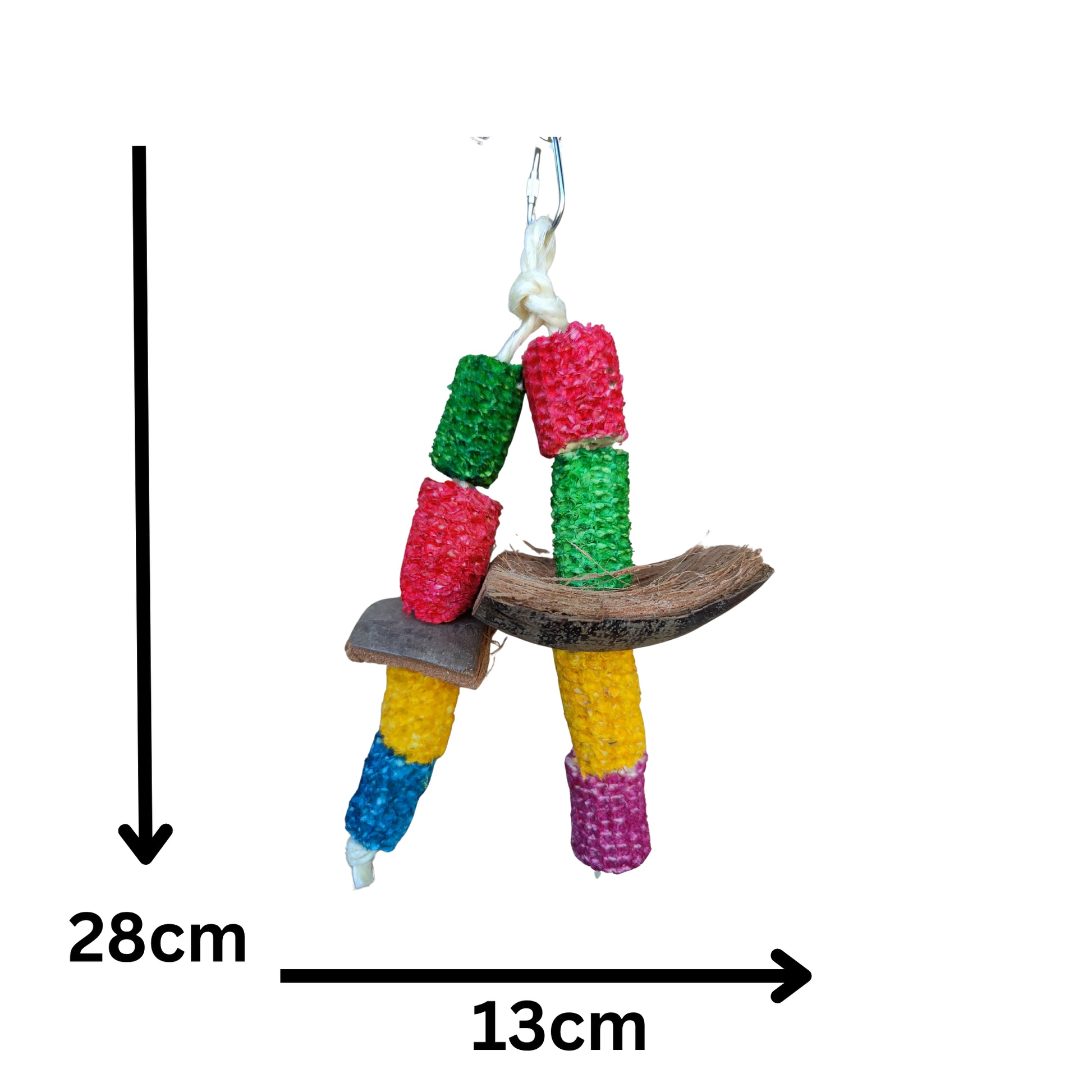measurements of the coconuts corn husk dangle bird toy