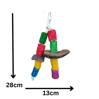 measurements of the coconuts corn husk dangle bird toy