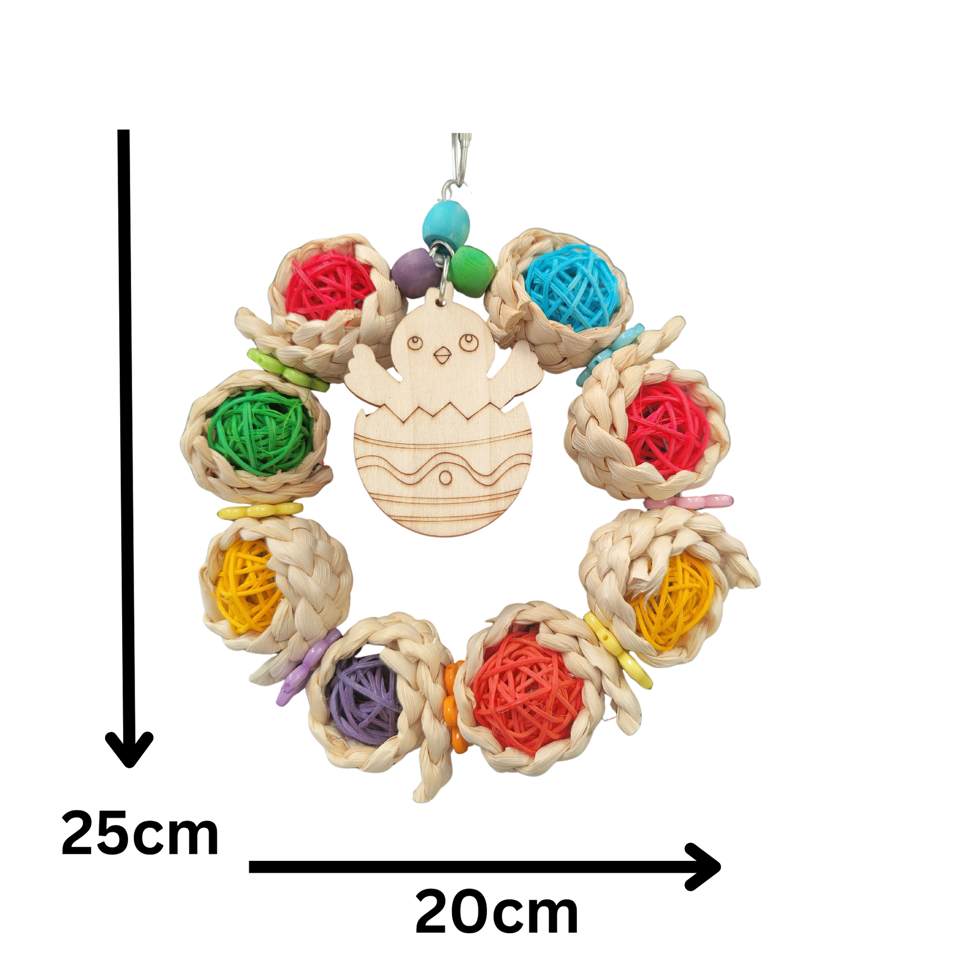 measurements of the coloured chick ring bird toy