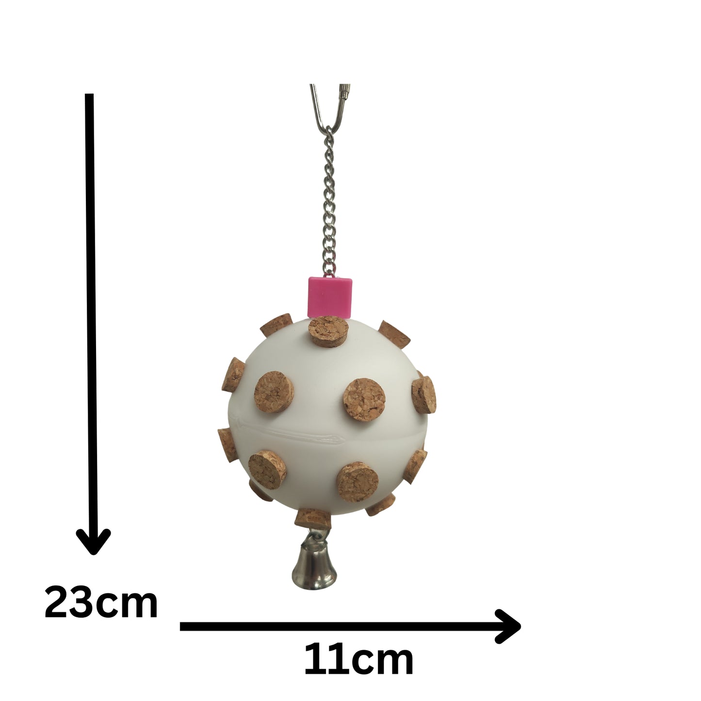 measurements of the cork ball bird toy