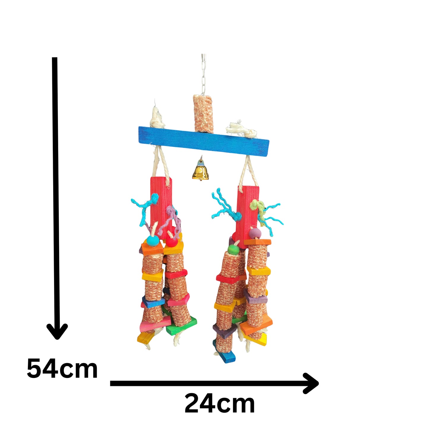 measurements of the corny dangle bird toy