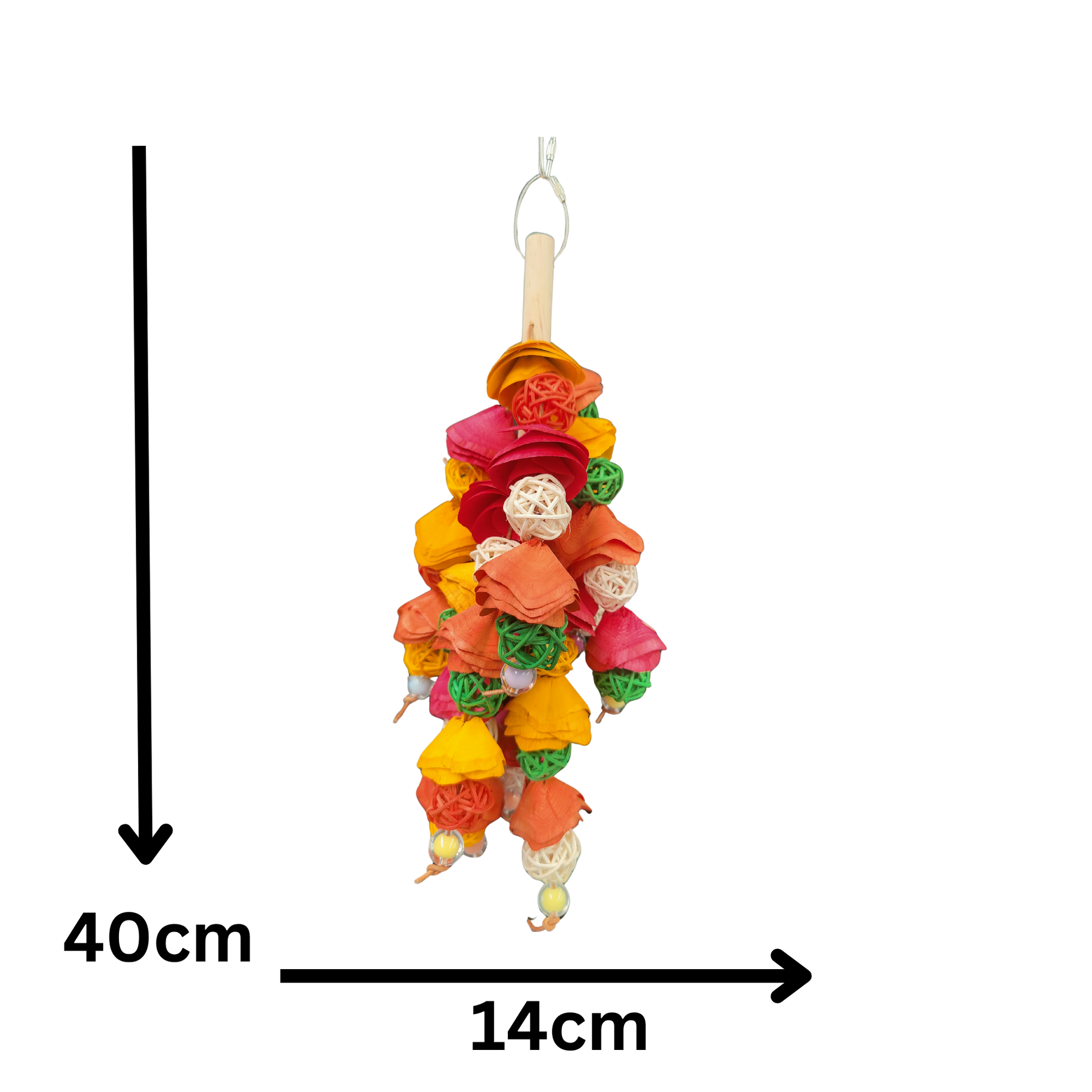 measurements of the dangling bouquet bird toy