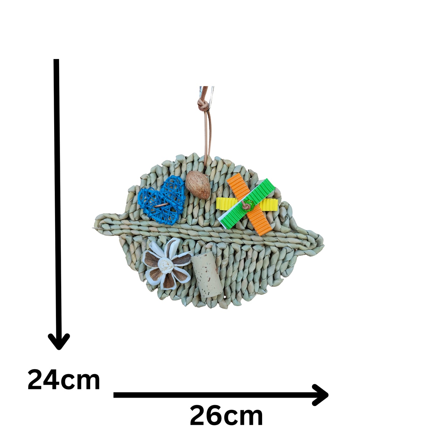 measurements of the decorative palm leaf large bird toy