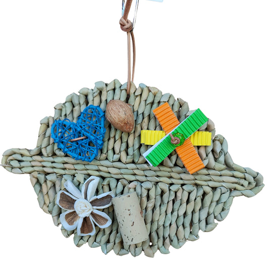 Large decorative palm leaf bird toy