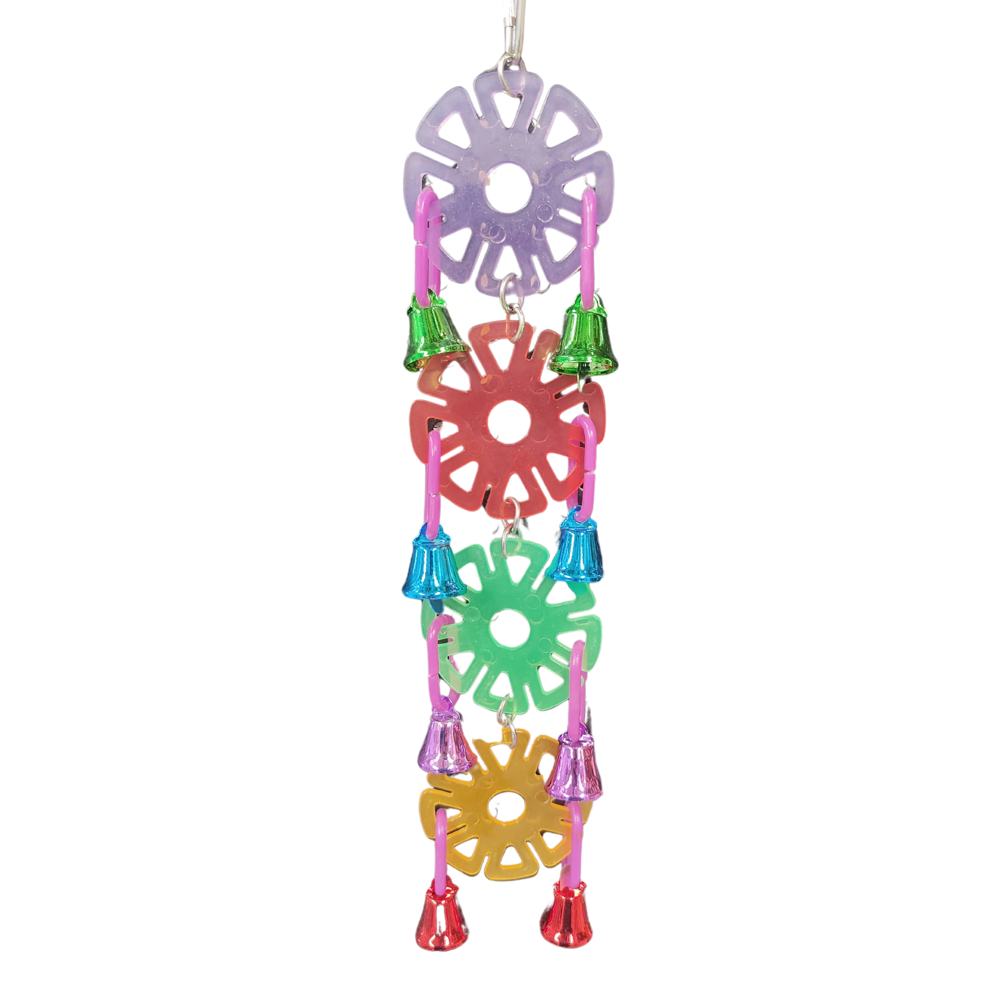 4 discs and 8 bells hanging bird toy