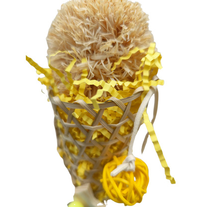 close up 2 of the dressed cone bird toy