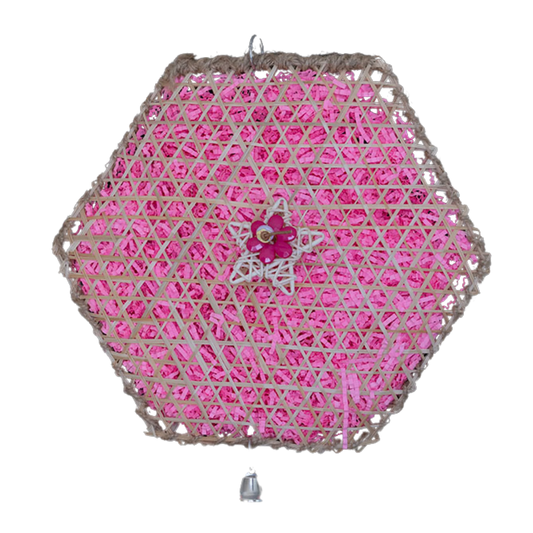 Filled Natural Hexagon Bird Toy Lou Lou Bells Bird Toys