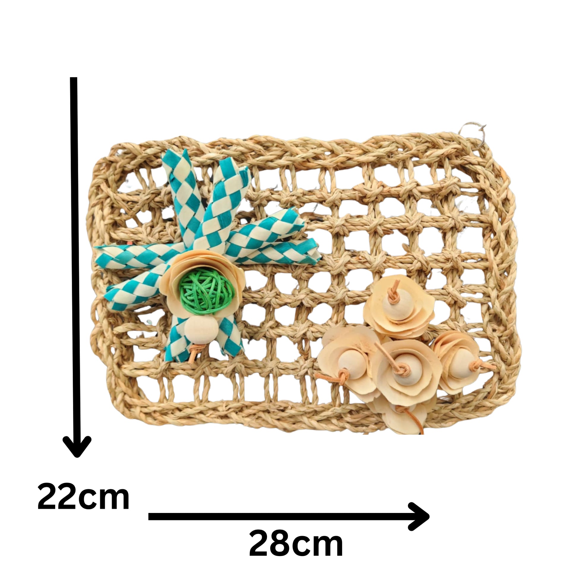measurements of the finger trap flower mat bird toy