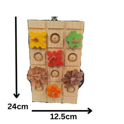 measurements of the wood flower block bird toy