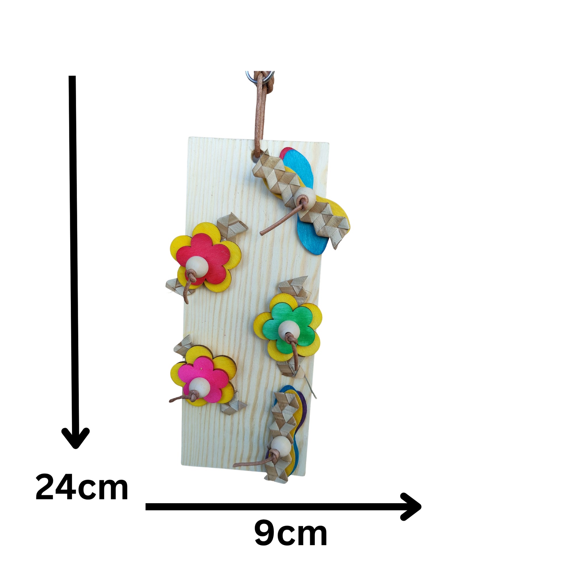 measurements of the flower board bird toy