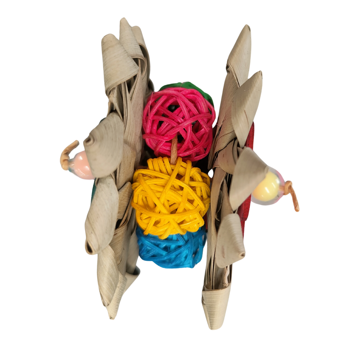 palm flower foot toy with cane balls in the center 