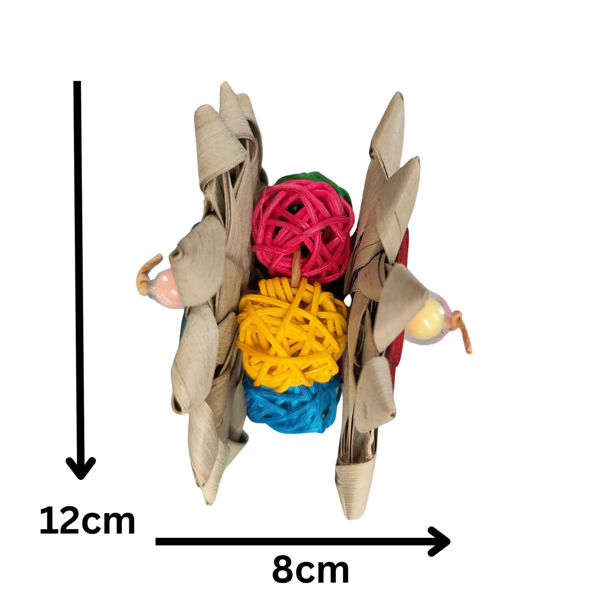 Palm Flower Foot Toy Lou Lou Bells Bird Toy measurements