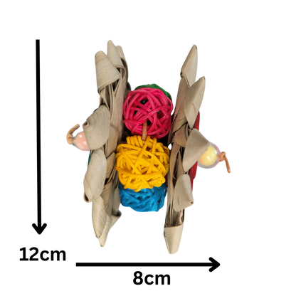 Palm Flower Foot Toy Lou Lou Bells Bird Toy measurements