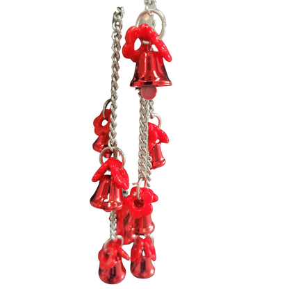 close up of the flower bell pull bird toy