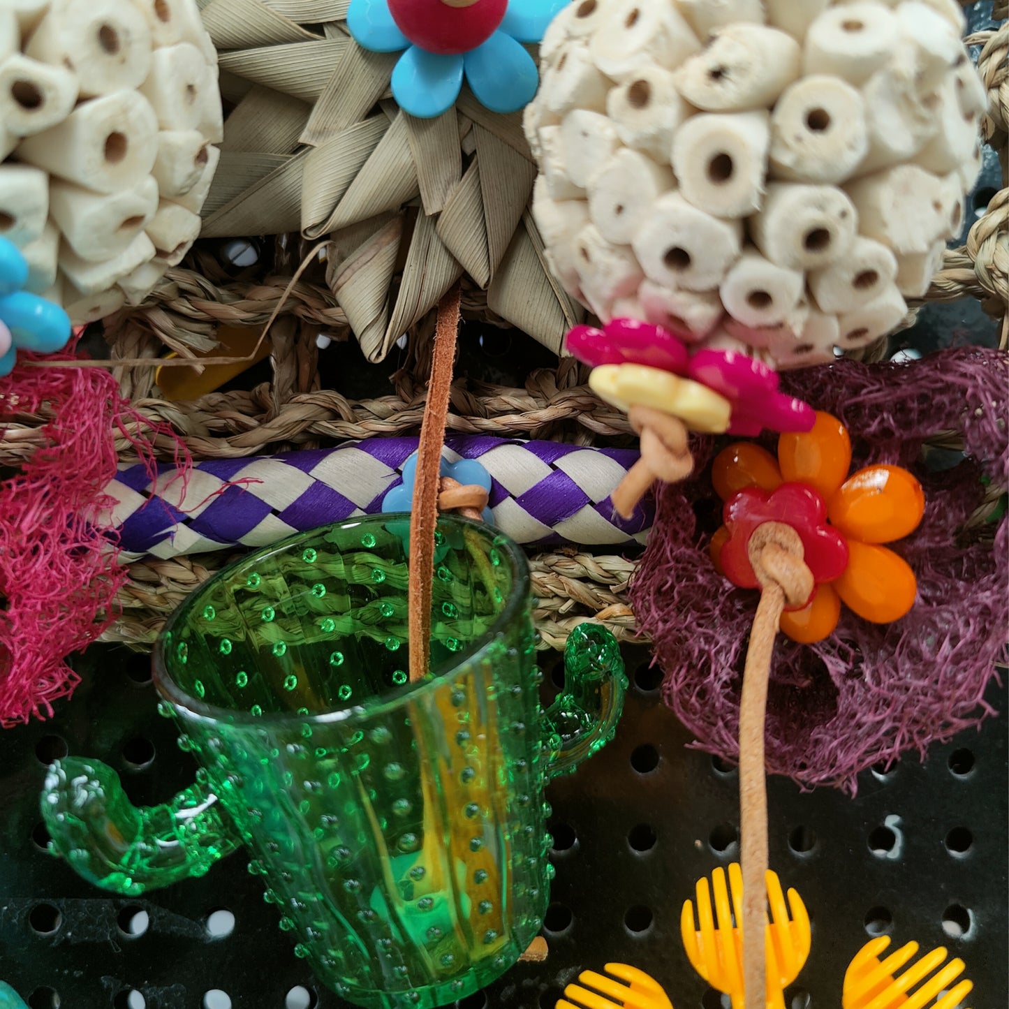 close up 2 of fun filled mat bird toy