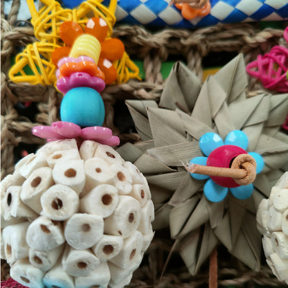 close up of fun filled mat bird toy