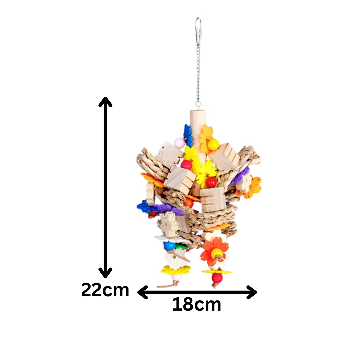 Hanging Blocks With Plastic Flowers Bird Toy