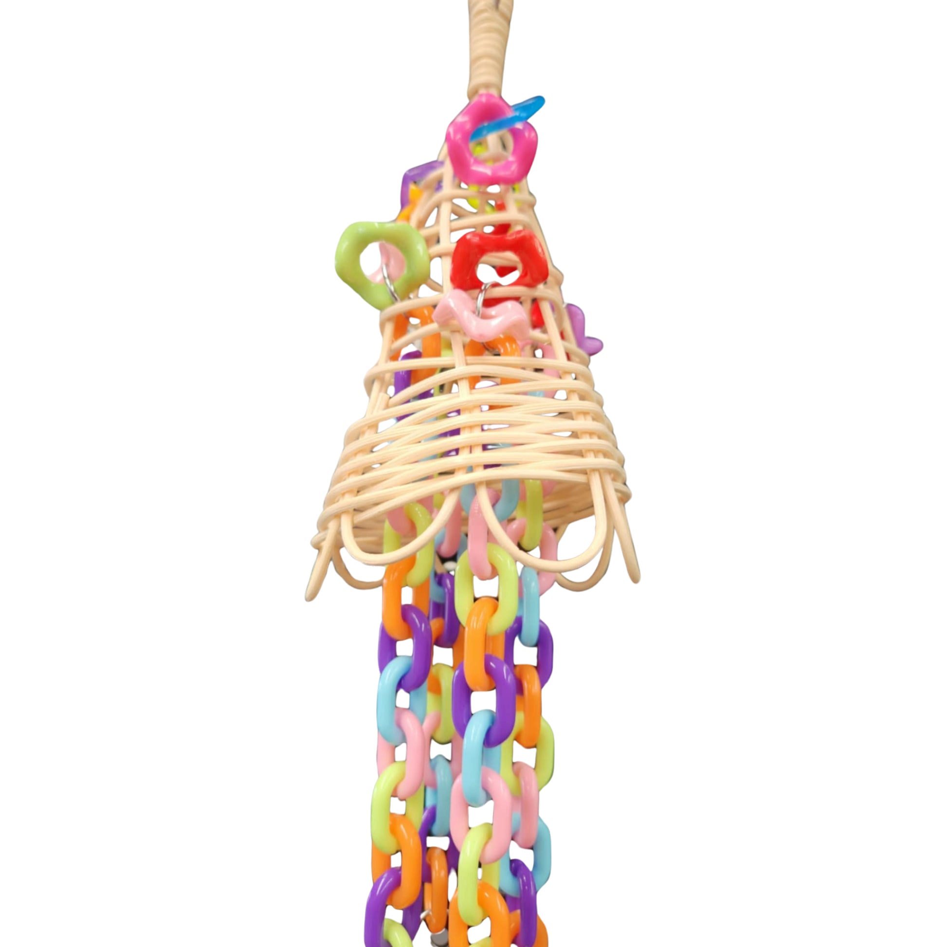 close up of the hanging maracas bird toy