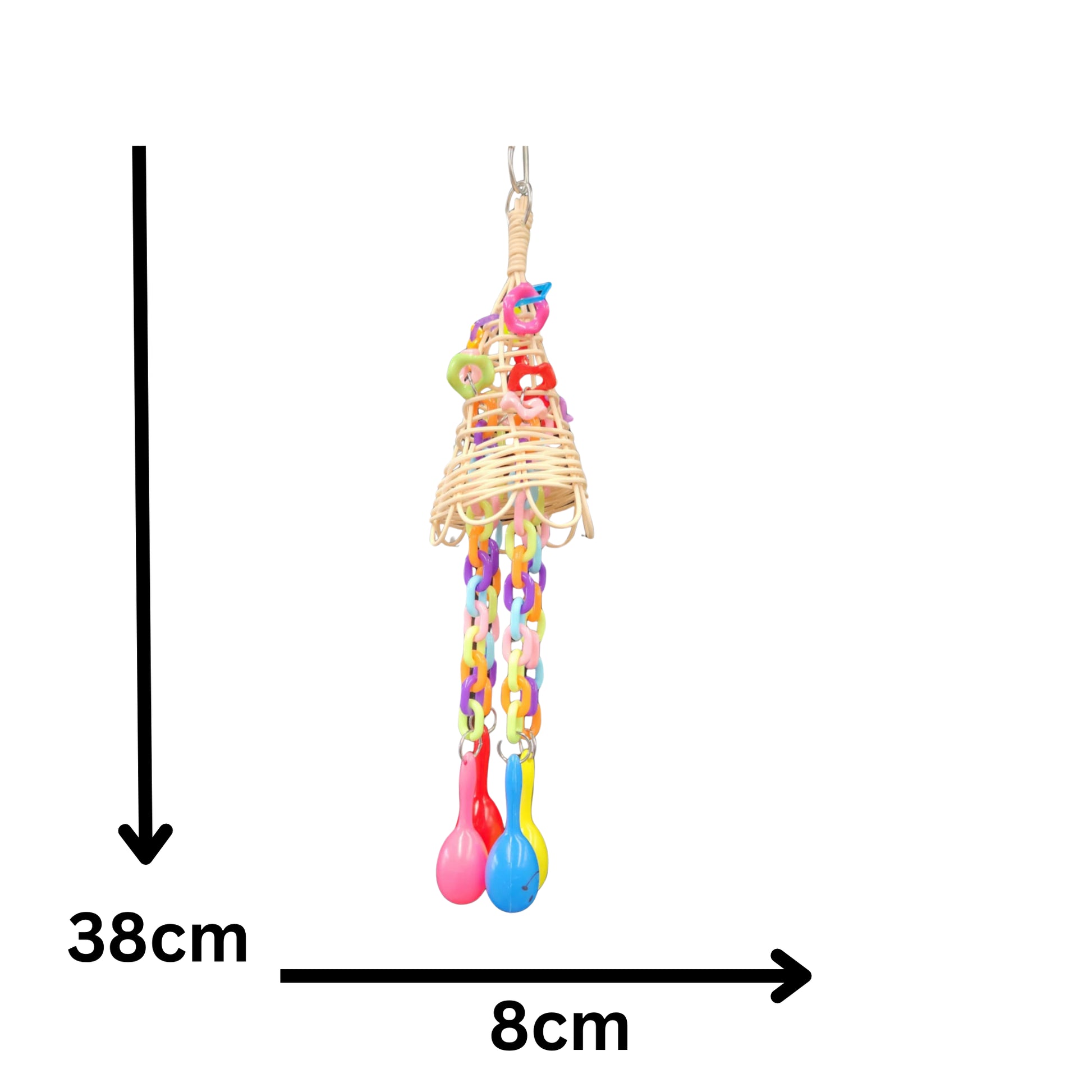 measurements of the hanging maraca bird toy