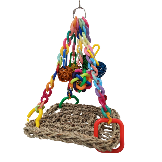 Hanging Mat with Cane Ball Bird Toy