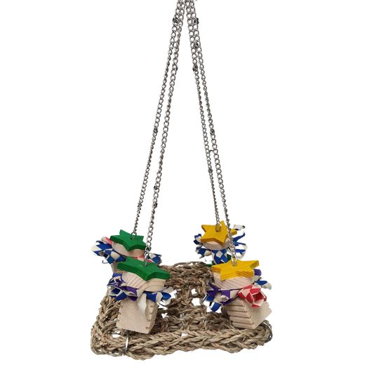 Hanging Mat with Finger Traps Bird Toy