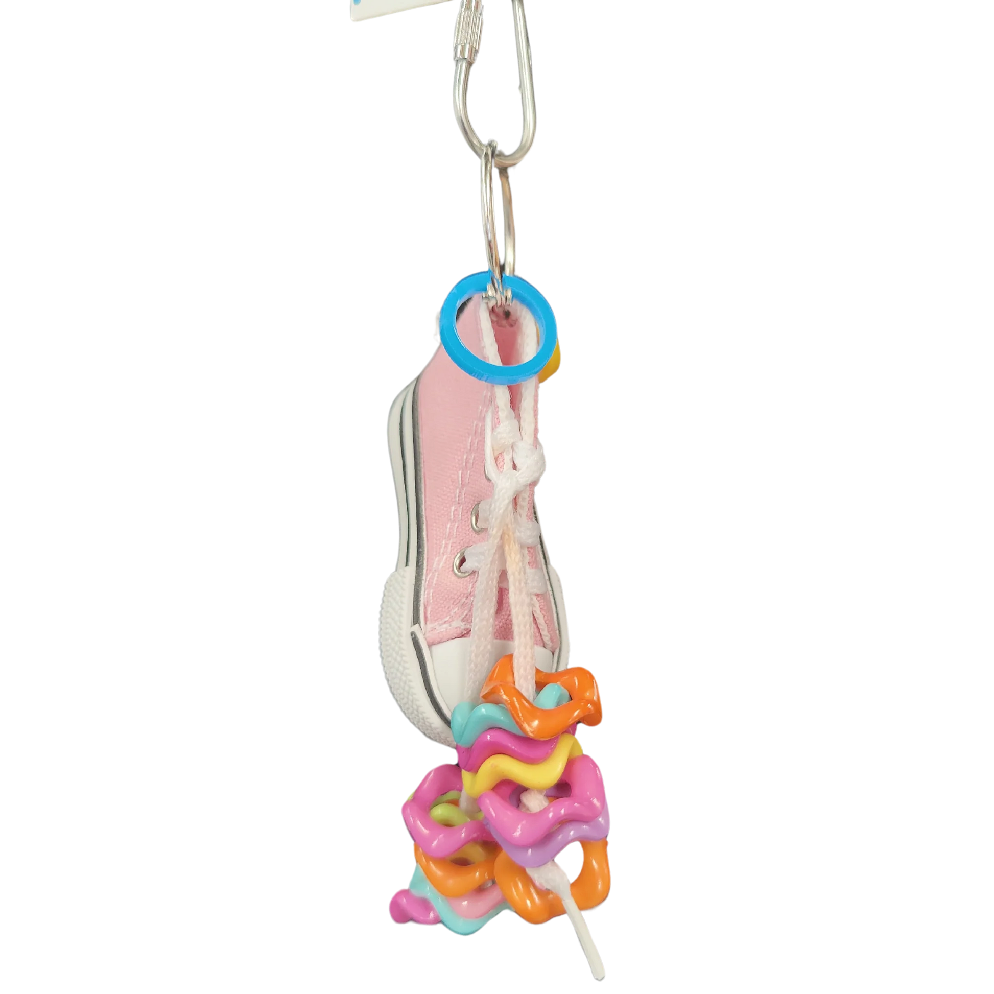 hanging shoe with wiggle rings bird toy